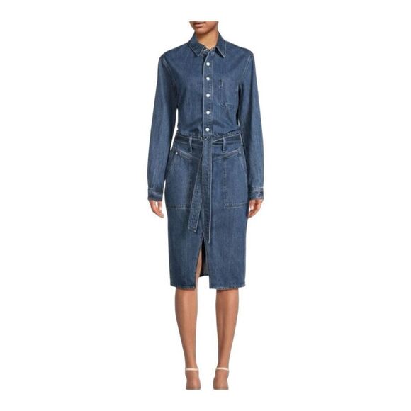 Rag & Bone Mia Belted Denim Dress Size XL - Picture 1 of 7